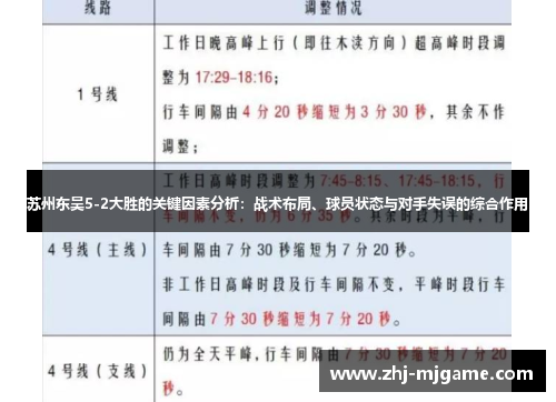 苏州东吴5-2大胜的关键因素分析：战术布局、球员状态与对手失误的综合作用